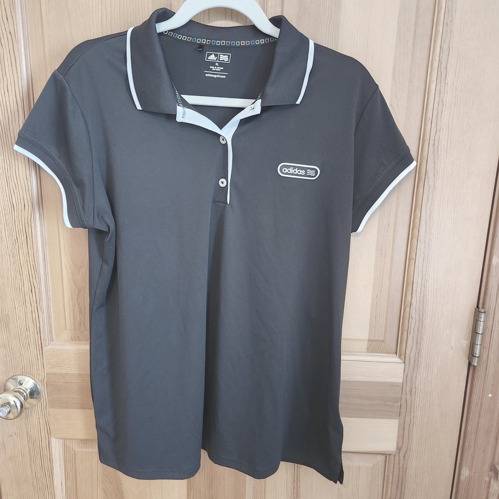 Adidas Golf Polo Shirt Womens XL Black Short Sleeve Performance Athletic Top‎ - Picture 2 of 11
